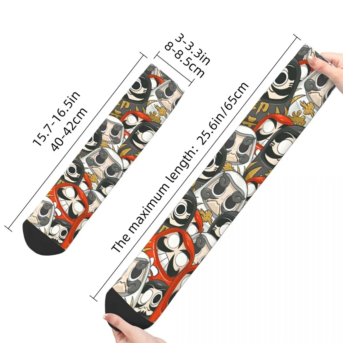 Funny Men's Socks Traditional Dolls Design Retro Japanese Style Harajuku Casual Crew Sock Gift Pattern Printed