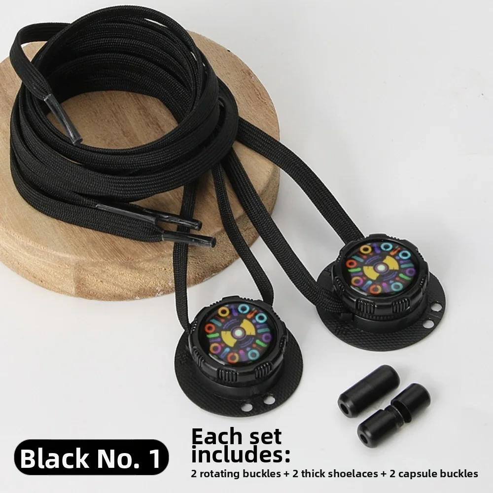 1 Pair Wide Flat Design No-Tie Shoelaces Rotating Buttons Quick-Adjust Quick-Adjust Laces No-Tie Casual Flat Laces Sports Shoes