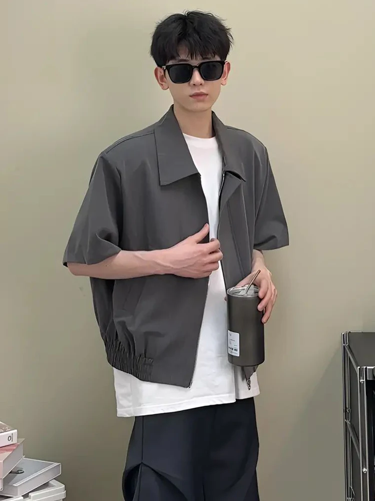 Cleanfit Short Sleeve Pilot Jacket Men's Black Summer Fashionable Youthful Standard Fit Washed Processed American Style Shirt