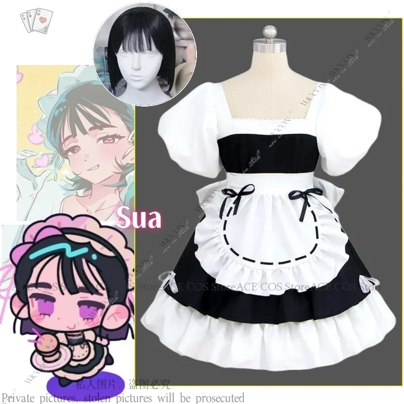 Anime ALIEN STAGE Sua Gallery Cosplay Lolita Dress Maid Uniform Cosplay Costume Wig Halloween Cute Woman Role Play Daily Outfit