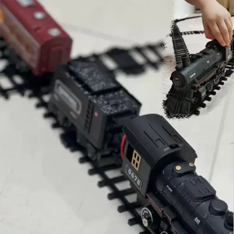 Christmas Electric Rail Car 8-Shaped Track Add Water To Smoke Extra Large Size Freight Train Toys With Music Lights Carriage