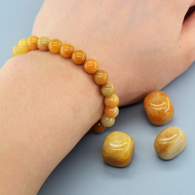 Real Natural Yellow Jade Round Beads Bracelet Women Natural Stone Crystal Amethyst Lapis Lazuli Gem Bracelet Men Gift for Lovers