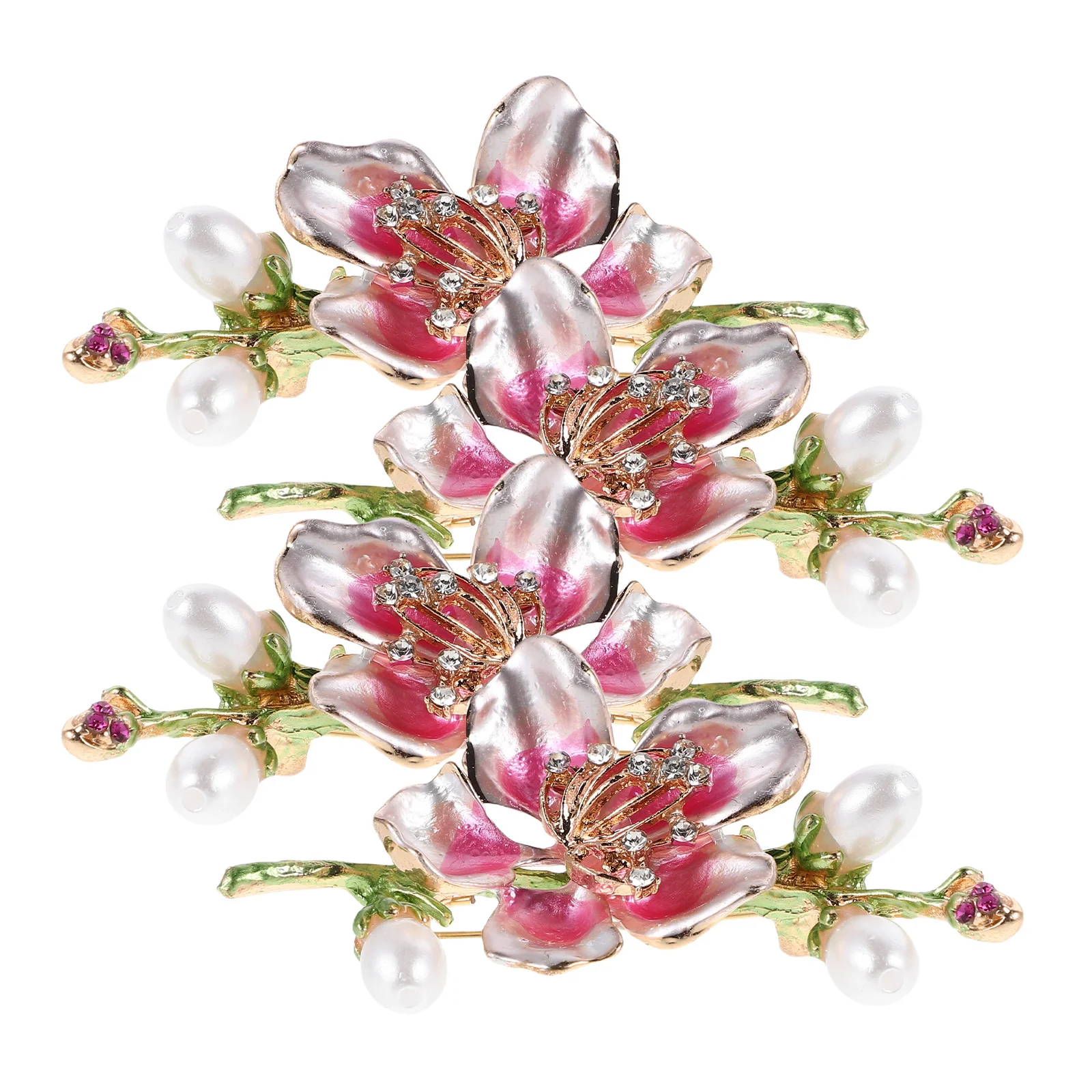 

4Pcs Rhinestone Pearl Flower Brooch Alloy Pin Elegant Decorative Dress Lapel Collar Crystal Vintage Flower Corsage Brooch
