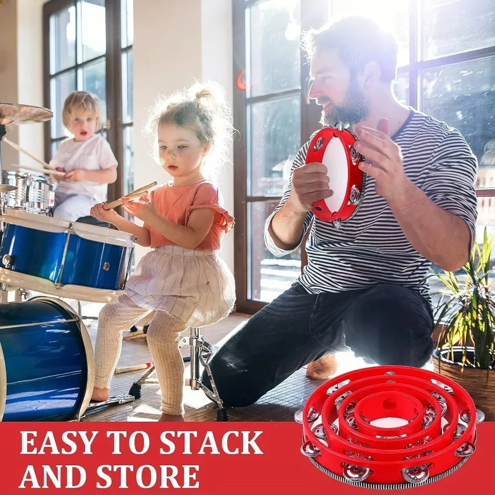 4/6/8/10 Inch Hand Held Drum Metal Jingles Kids Drum Percussion Toy Wooden Percussion Musical Instrument Tambourine Drum view 4