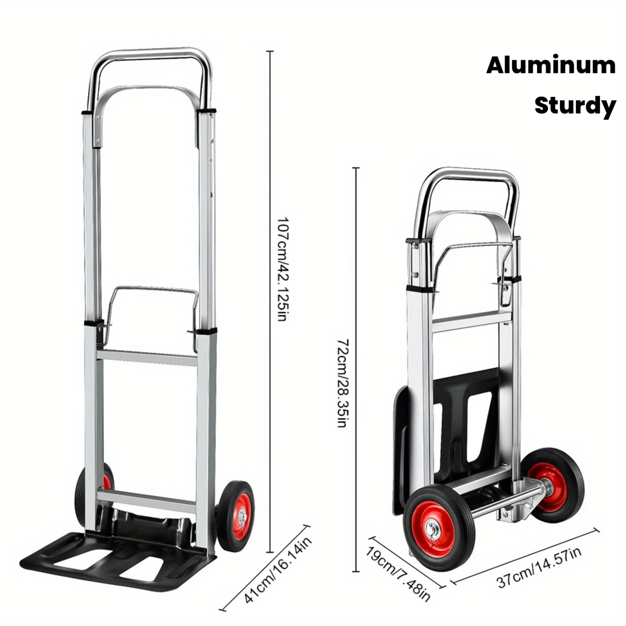 Folding Sack Truck with Telescoping Handle – Aluminum Frame, All-Terrain Wheels, Portable Dolly for Home & Travel