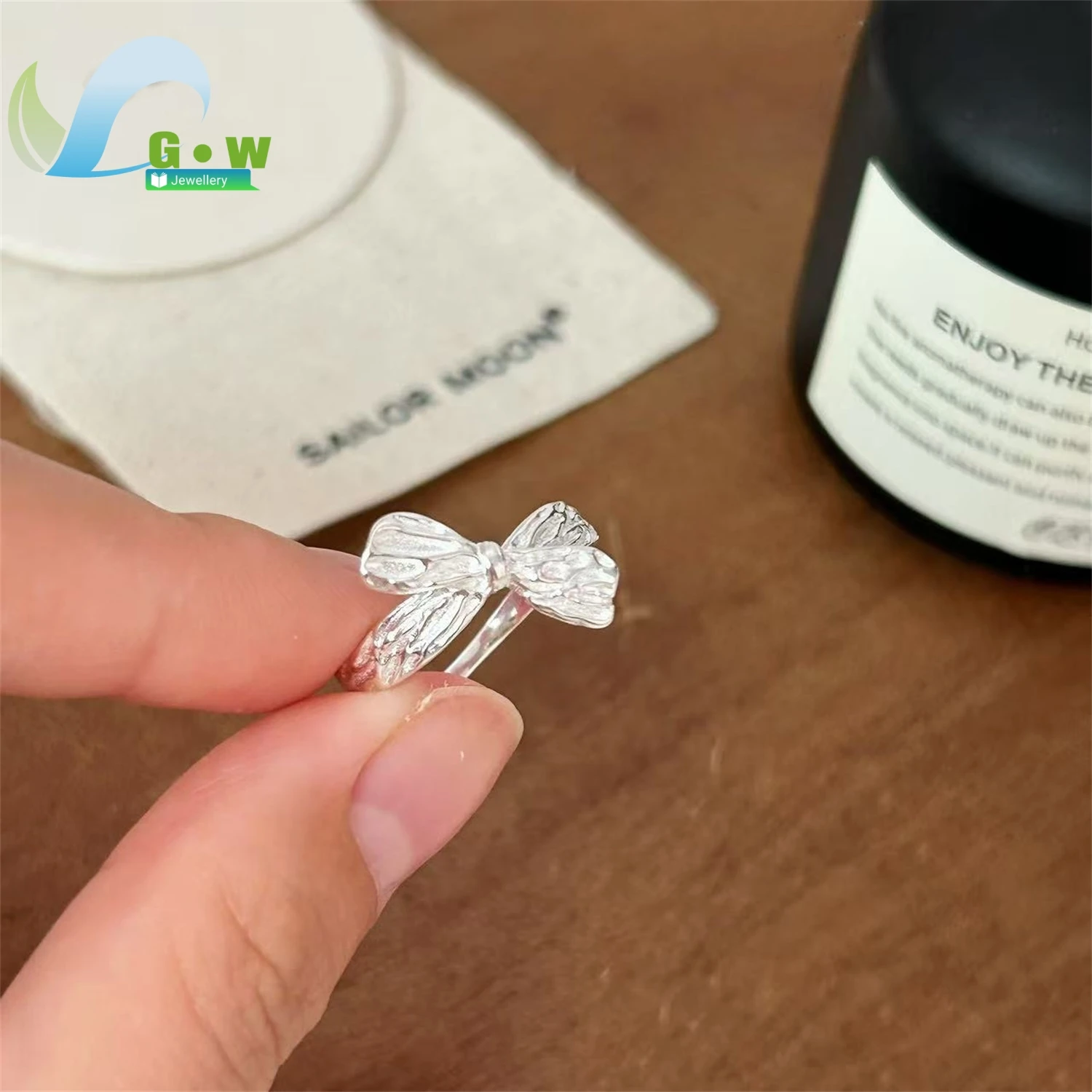 Bow Ring Women Unique Minimalist Forest Style Versatile Band Elegant Finger Jewelry Daily Wear Charm Gift For Her Girlfriend