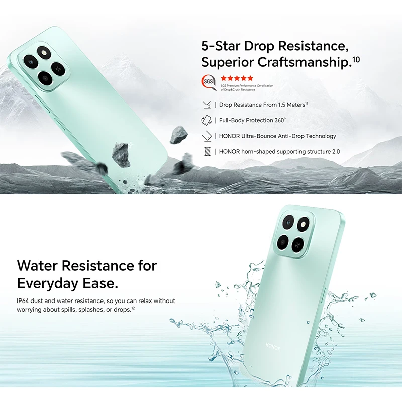 الإصدار العالمي للهاتف الذكي Honor X6C 5G Mediatek Helio G81 Ultra 6.61 بوصة شاشة LCD بطارية 5300 مللي أمبير في الساعة 35 وات سلكية