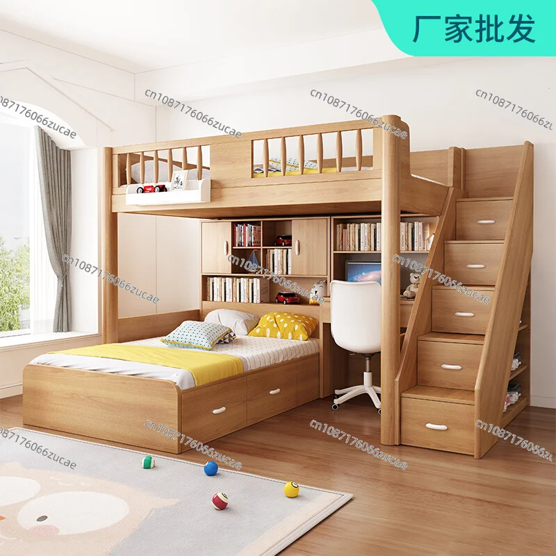 

Верхние и нижние кровати в шахматном порядке, верхние и нижние столы, детские высокие и нижние кровати, небольшой квартирный тип, компактный шкаф.