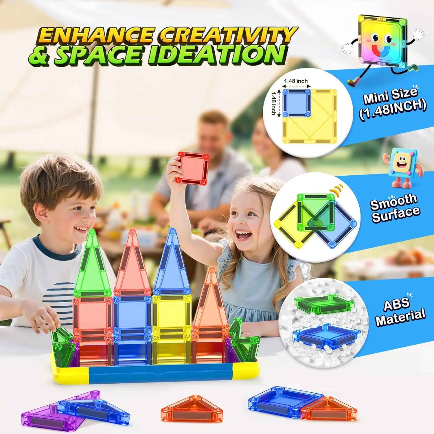 鉄箱付きクリスマスミニ磁気ビルディングブロックおもちゃ、子供用ポータブル旅行おもちゃ、誕生日/クリスマス/新年ギフトおもちゃ