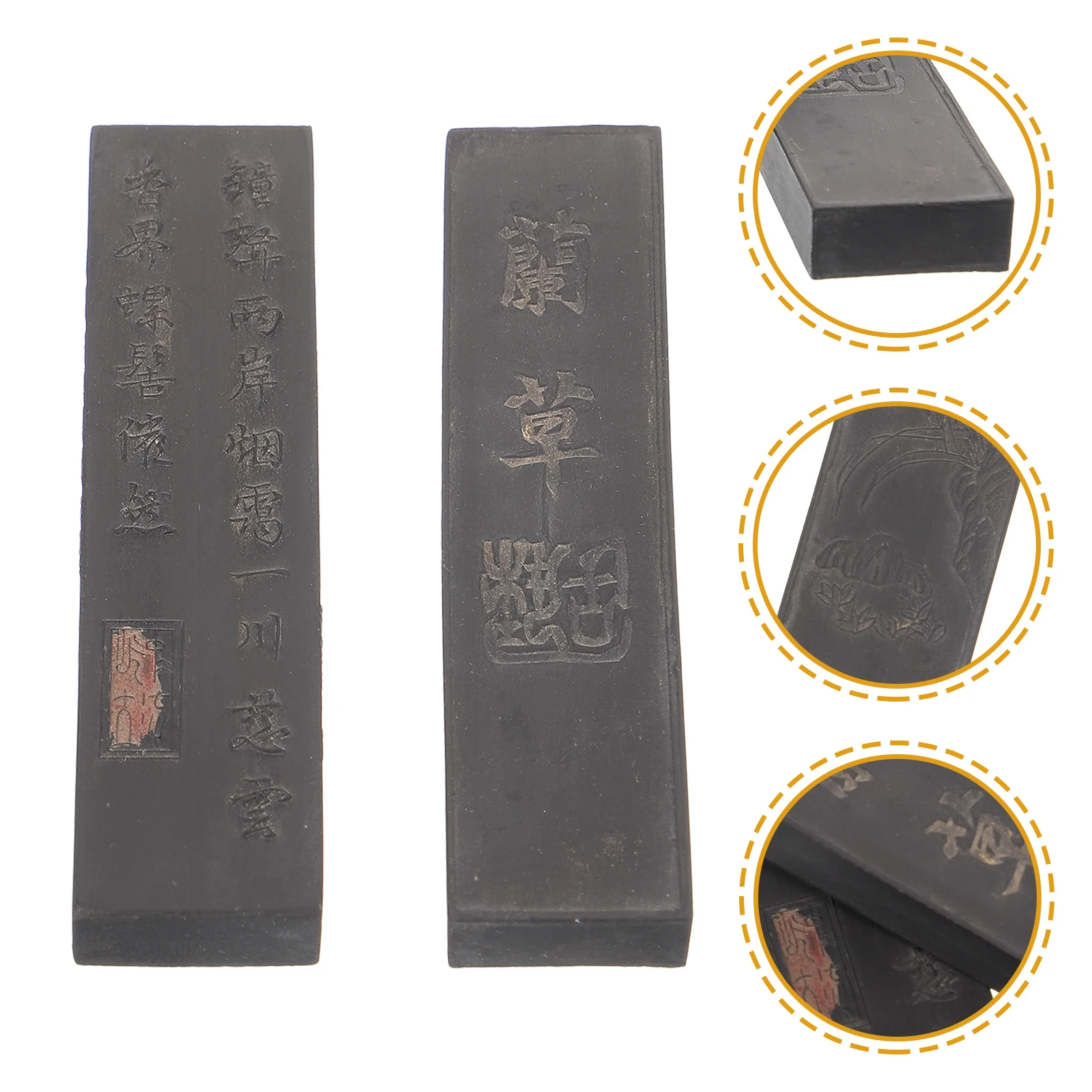 

2pcs Calligraphy Sticks Traditional Chinese Ink Block Handmade Drawing Ink Stick For Students Teachers Painting Lovers Reusable