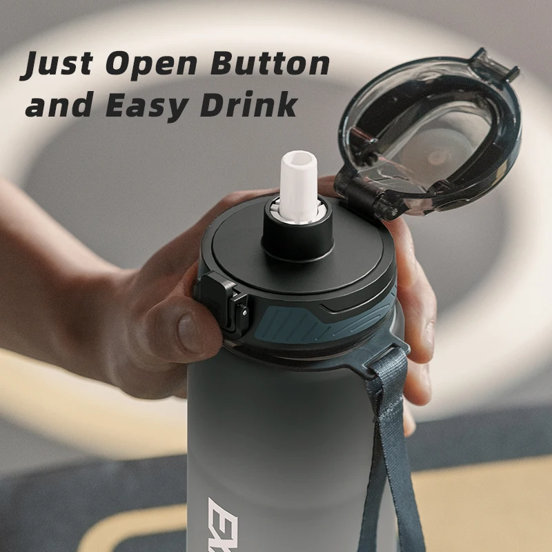 Gradient Color Water Gym Bottle Outdoor Portable Sport Water Bottle Leak-proof Drinking Bottles with Capacity Marker 1000ML