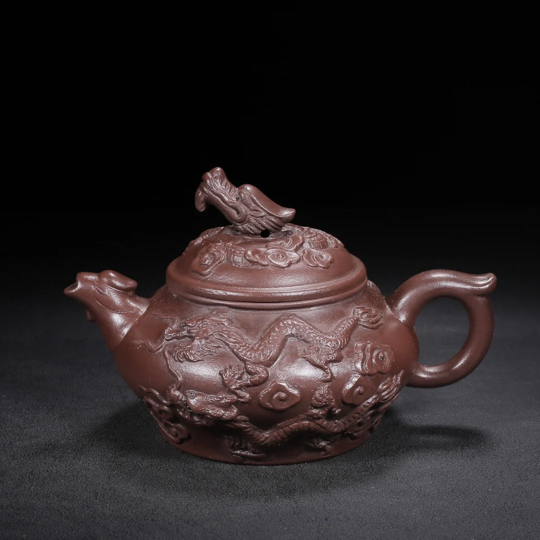 Old Qing Dynasty ZiSha Pottery Tea Pot,Dragon head shape, with Mark,best collection&  adornment, Free  shipping,