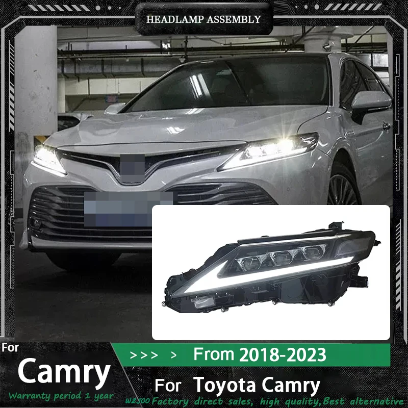 Car Accessories For Toyota 8 Generation Camry 2018-2024 Headlight Assembly Modified LED Day Running Light Flow Turn Signal Lamps