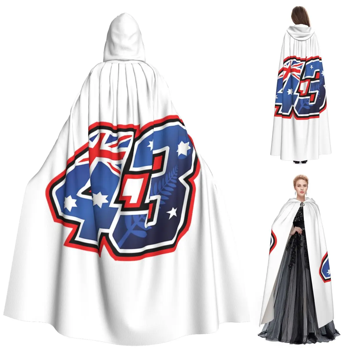 Jack Miller Number 43 Australia Long Hooded Cloak Witch Medieval Costume Cosplay Cape HalloweenParty Adult Unisex