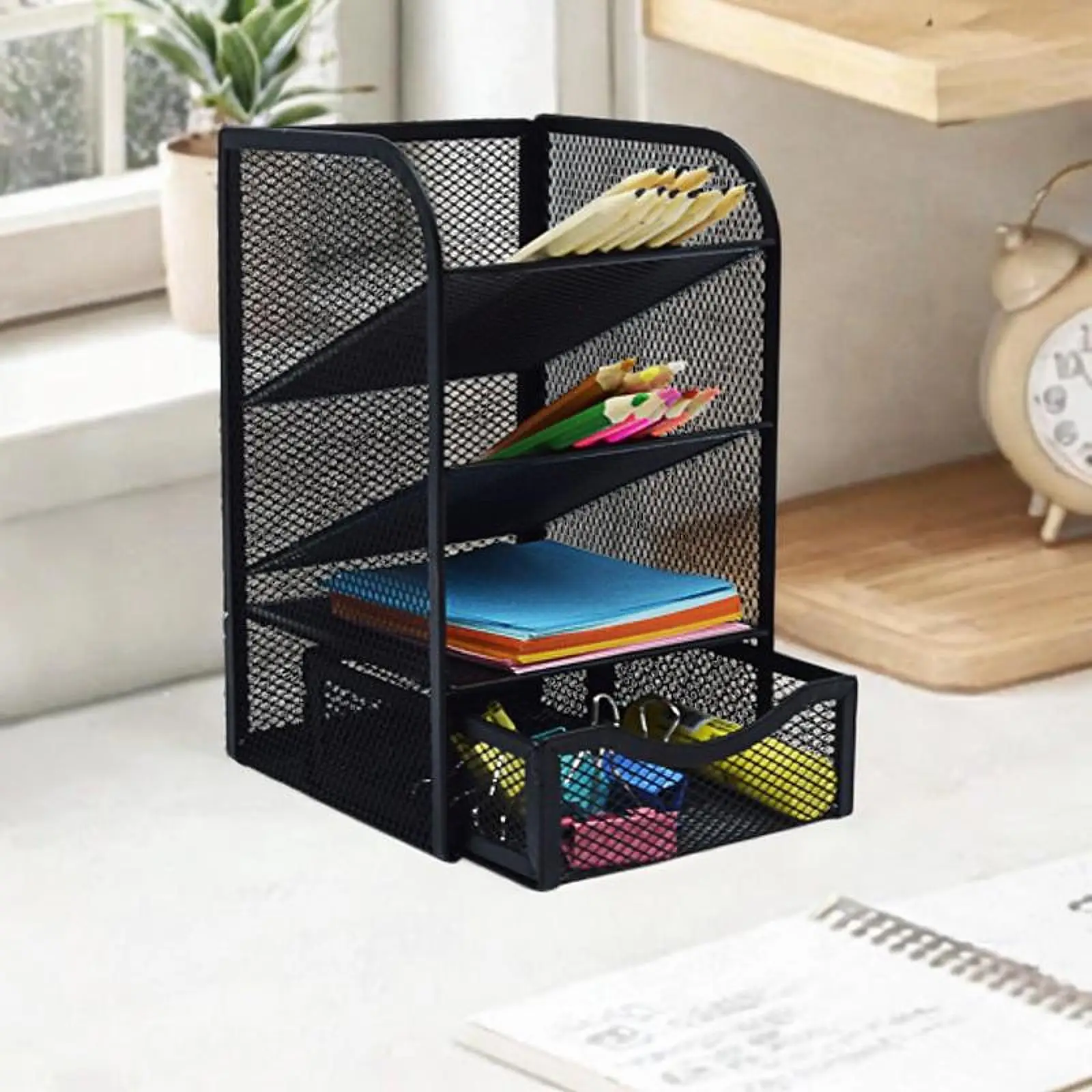 Black Pencil Multifunctional Desktop Organizer for Home Dorm Desktop