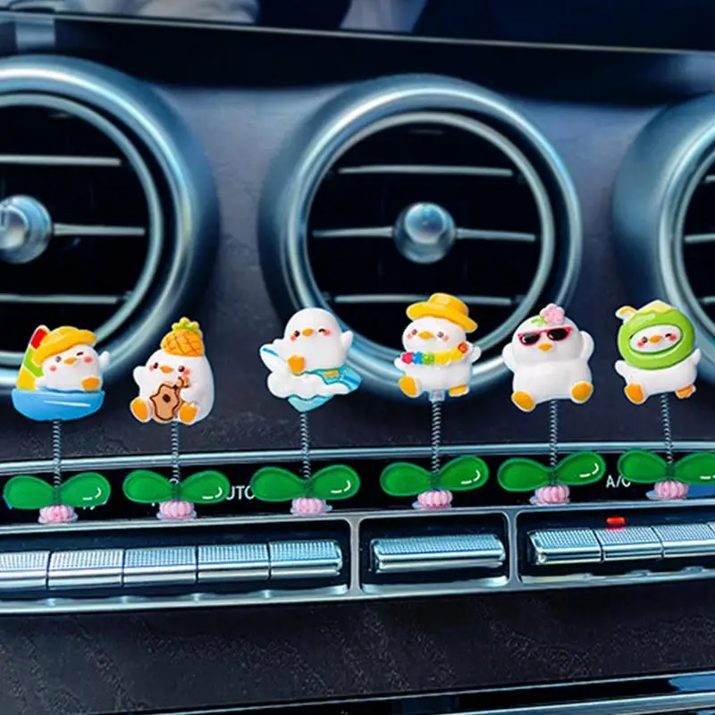 Shakinng Duck Dashboard Decorations Car Window Resin Duckling Decorations Non-Marking Car Interior Decors For Desk Bedside Table
