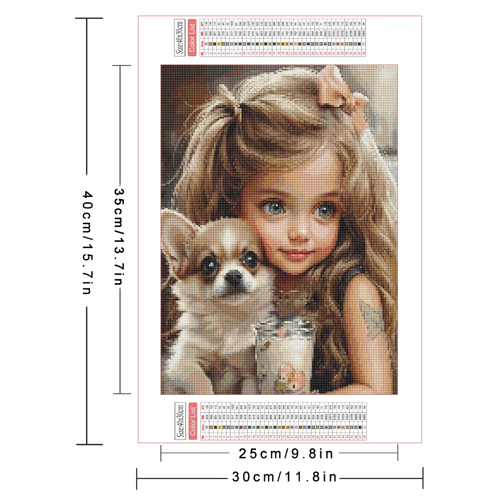 AZQSD Diamond Painting Girl Dog Portrait Mosaic 30x40cm 5d Diy Animal Embroidery Mosaic Cross Stitch Full Round Drill Home Decor