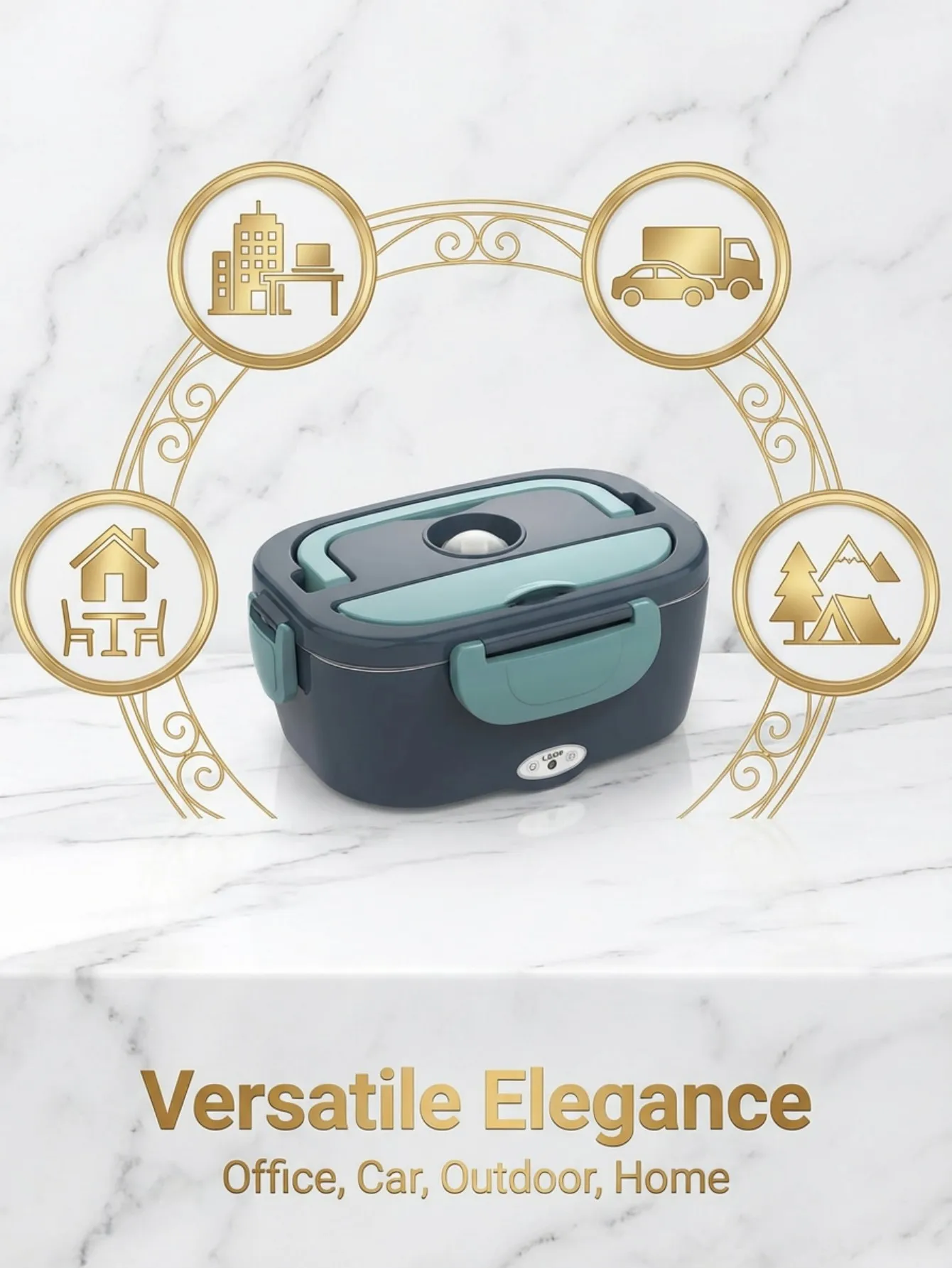 60W Electric Heated Lunch Box 1.5L 304 Stainless Steel 12V/24V Car & Home Dual Power Portable Food Warmer Leak‑Proof view 6