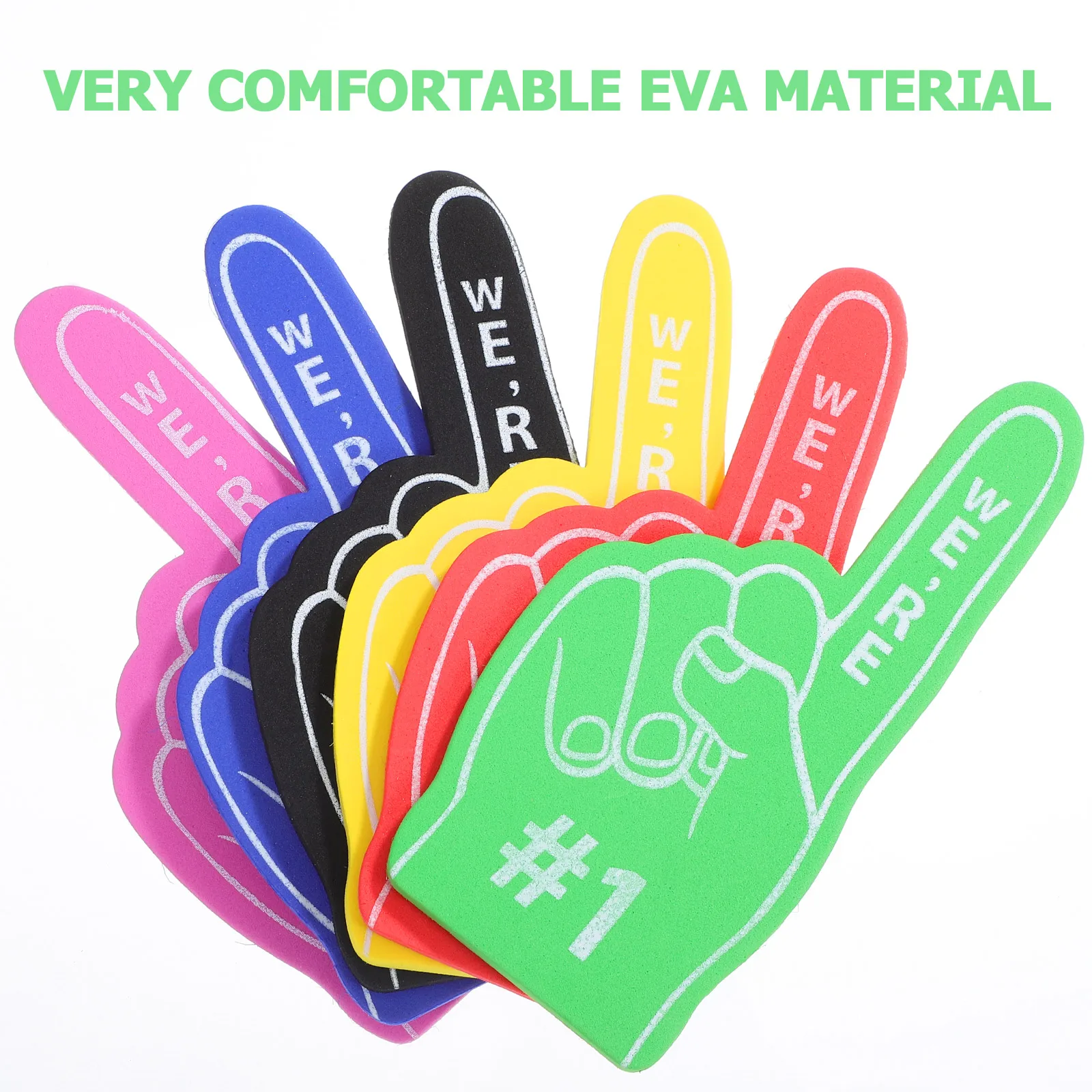 

24 pcs Foam Fingers 4Red 4Yellow 4Black 4Pink EVA 6x13cm Sports Party Favor Cheerleading Prop Large Size Reusable