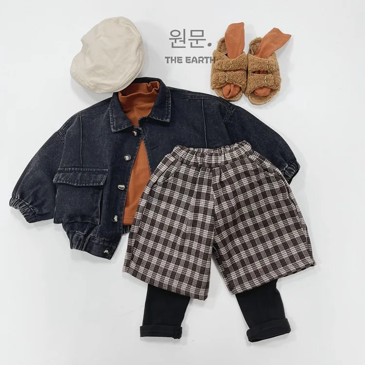 Childrens Boys Denim Jacket Autumn New Korean Solid Color Toddler Boys Cardigan Jacket Retro Pocket Kids Baby Boys Jacket