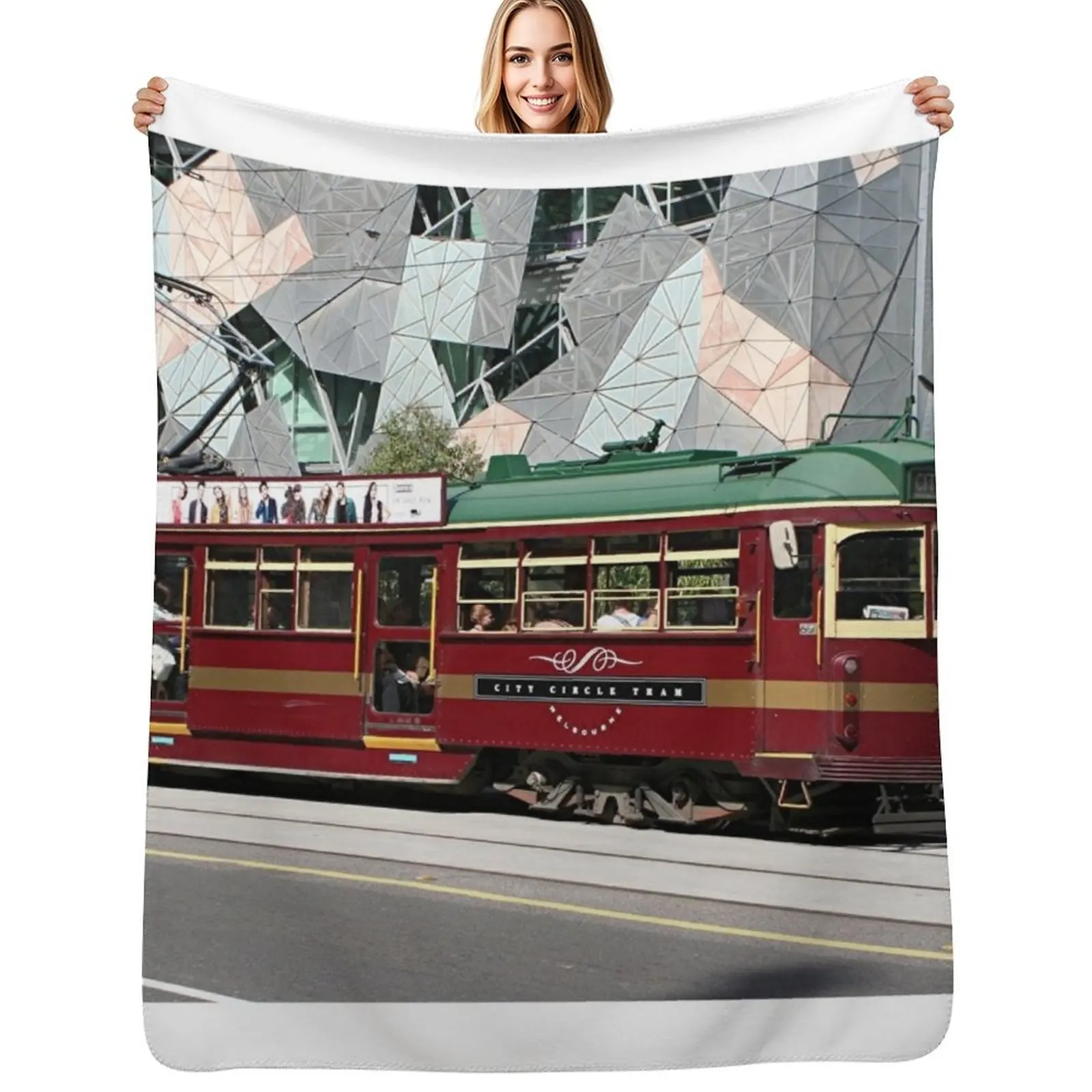 Melbourne city tram, Victoria, Australia 3 Throw Blanket Single christmas decoration Bed linens Flannel Fabric Large Blankets