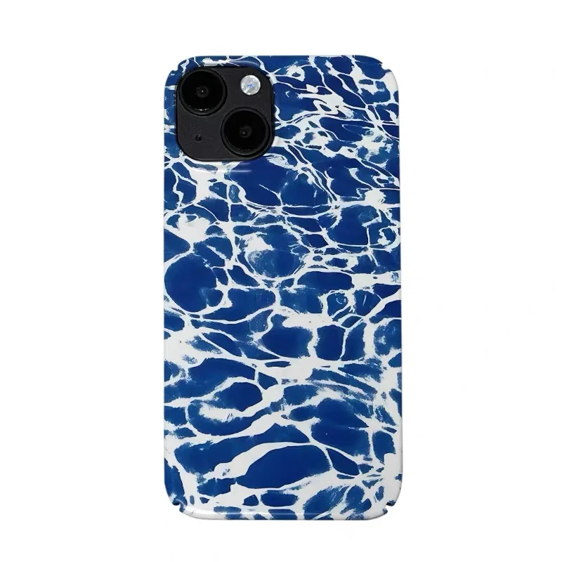 

Ins Blue and White Wavy Flow Case for IPHONE 17 Air 16 ProMax 15 14 Plus 13 12 MINI 11 PRO 16Plus XR XS MAX Acrylic Phone Cover