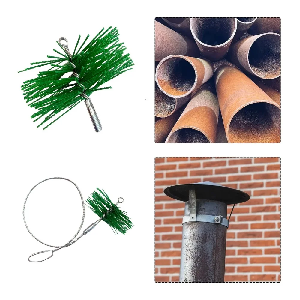 

Chimney and Duct Cleaning Kit Polypropylene Brush with Nylon Bristles for Debris Removal and Metal Handle Construction