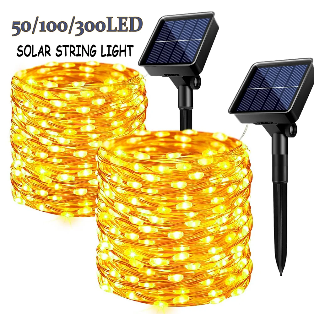 Outdoor Festival Decor Solar Fairy Lights 50/300LEDs Lamp Starry Fairy Lights Waterproof String for Christmas Tree Garden Party