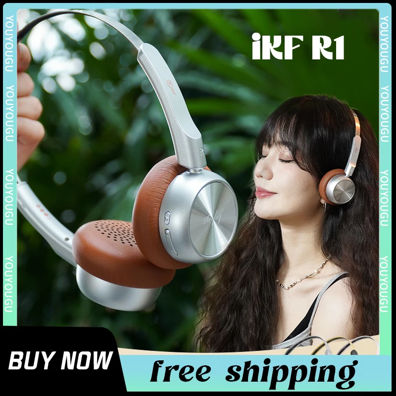 

iKF R1 Retro Wireless Bluetooth Headphone Light Weight American Style Headset ANC BassUp Hifi IPX5 Metal Design Fashionable Gift