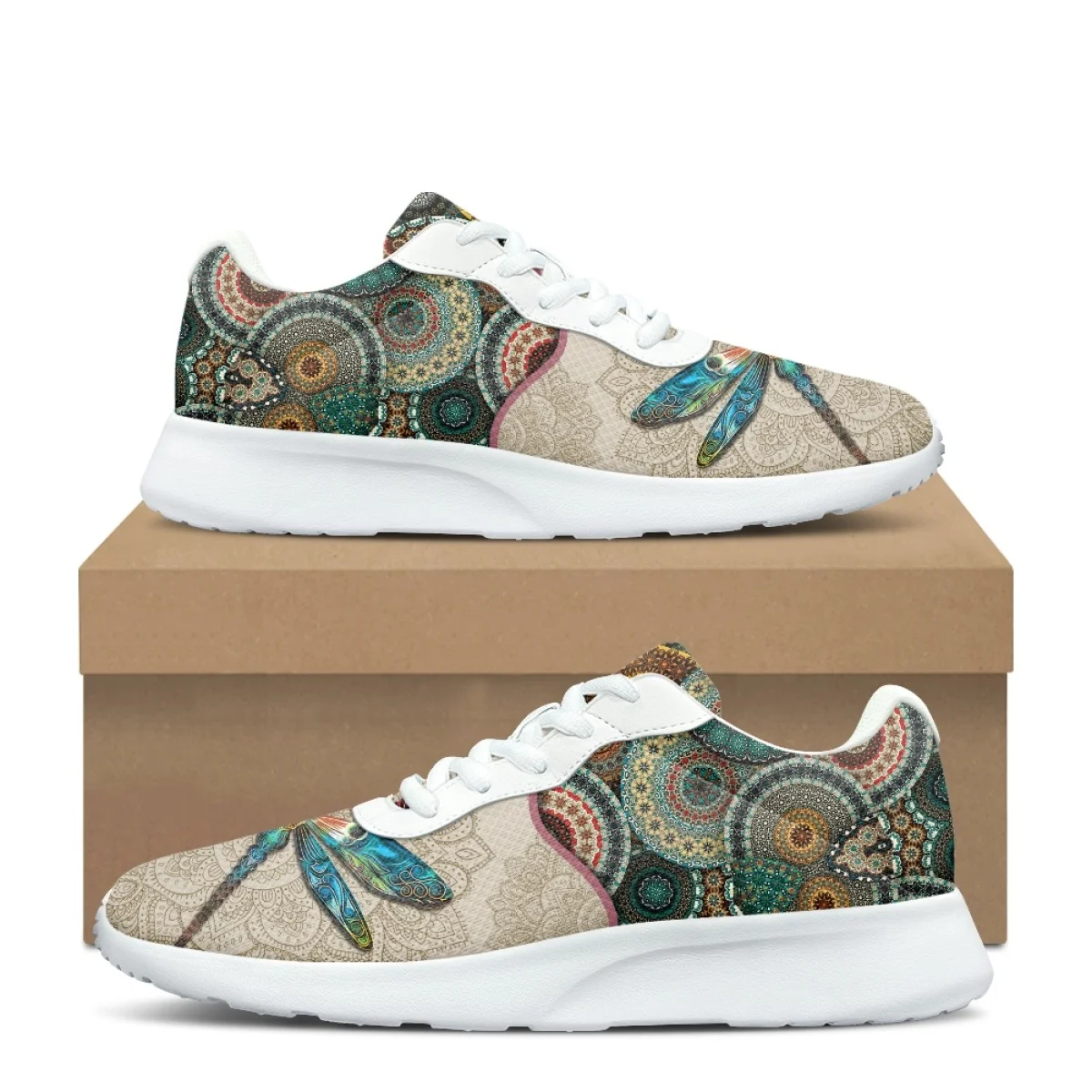 Polynesia Mandala Dragonfly Print Breathable Soft Women Casual Shoes Comfort Shock Absorbing Non-slip Ladies Sneaker for Outdoor