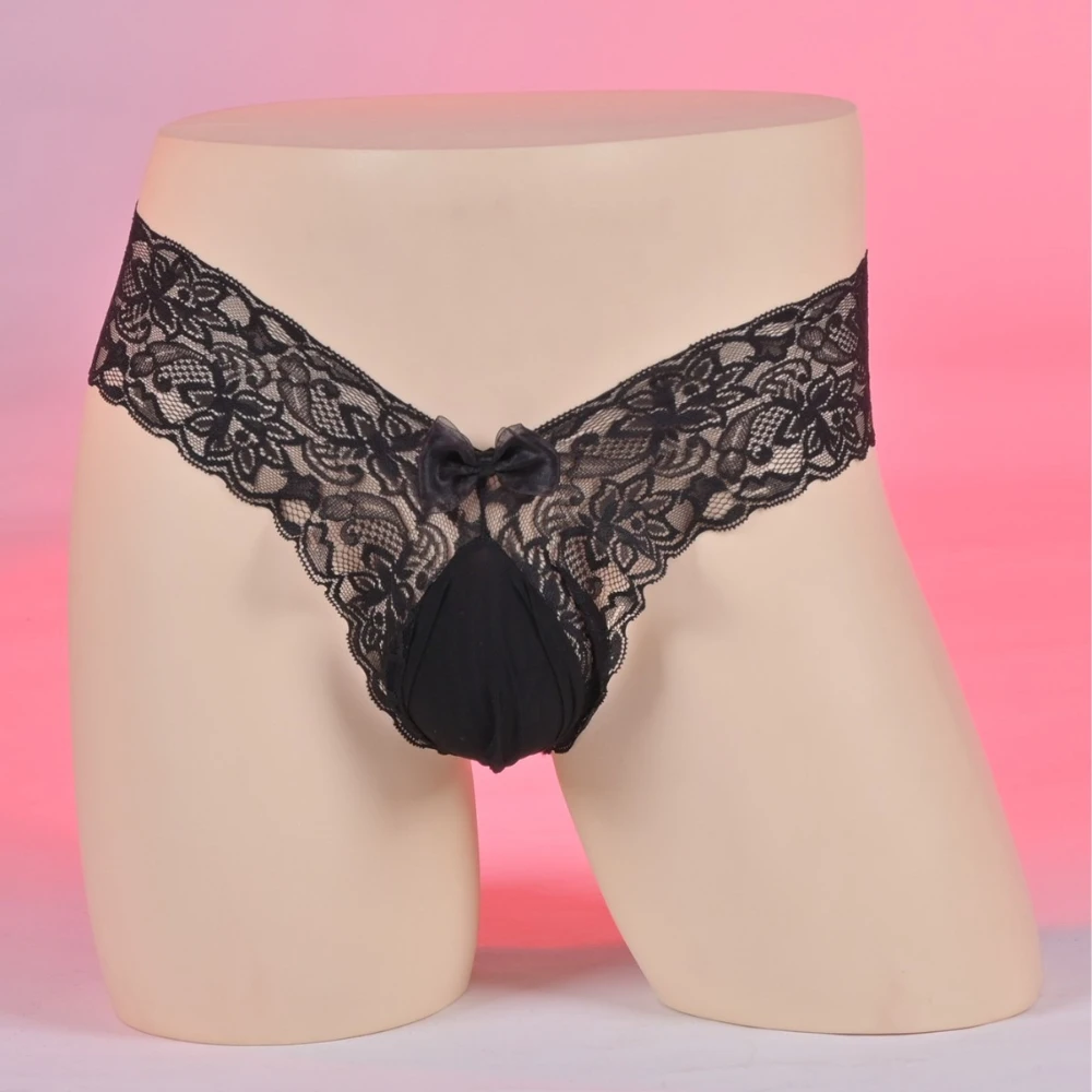 

Мужское кружевное жаккардовое однотонное нижнее белье, эротическое белье, трусы для геев, трусики-сисси, прозрачные стринги, трусы с Т-образной спинкой