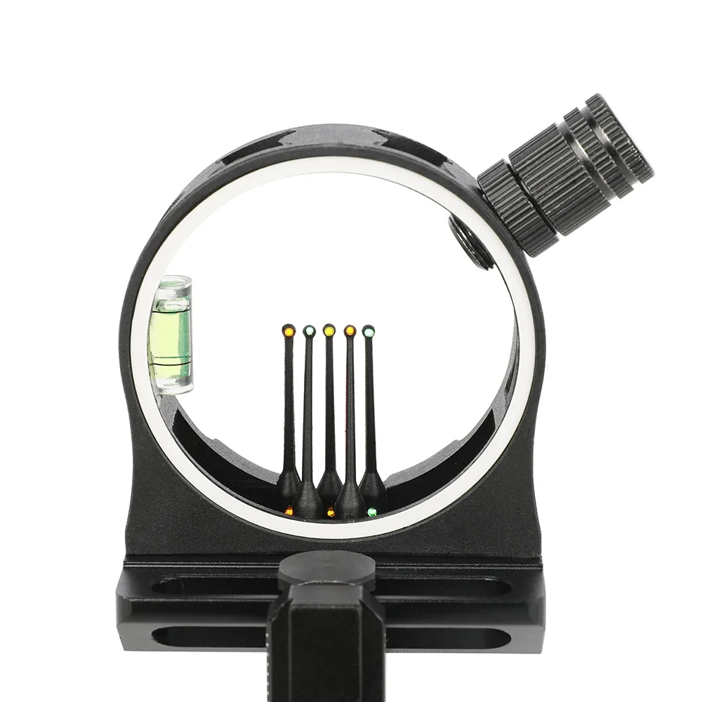 Archery Sight 5-Pin 0.019" Optical Fiber CNC Machined Alloy Sight for Adult Compound Bow Field Targeting Aiming Recreational Shooting Replacement Gear