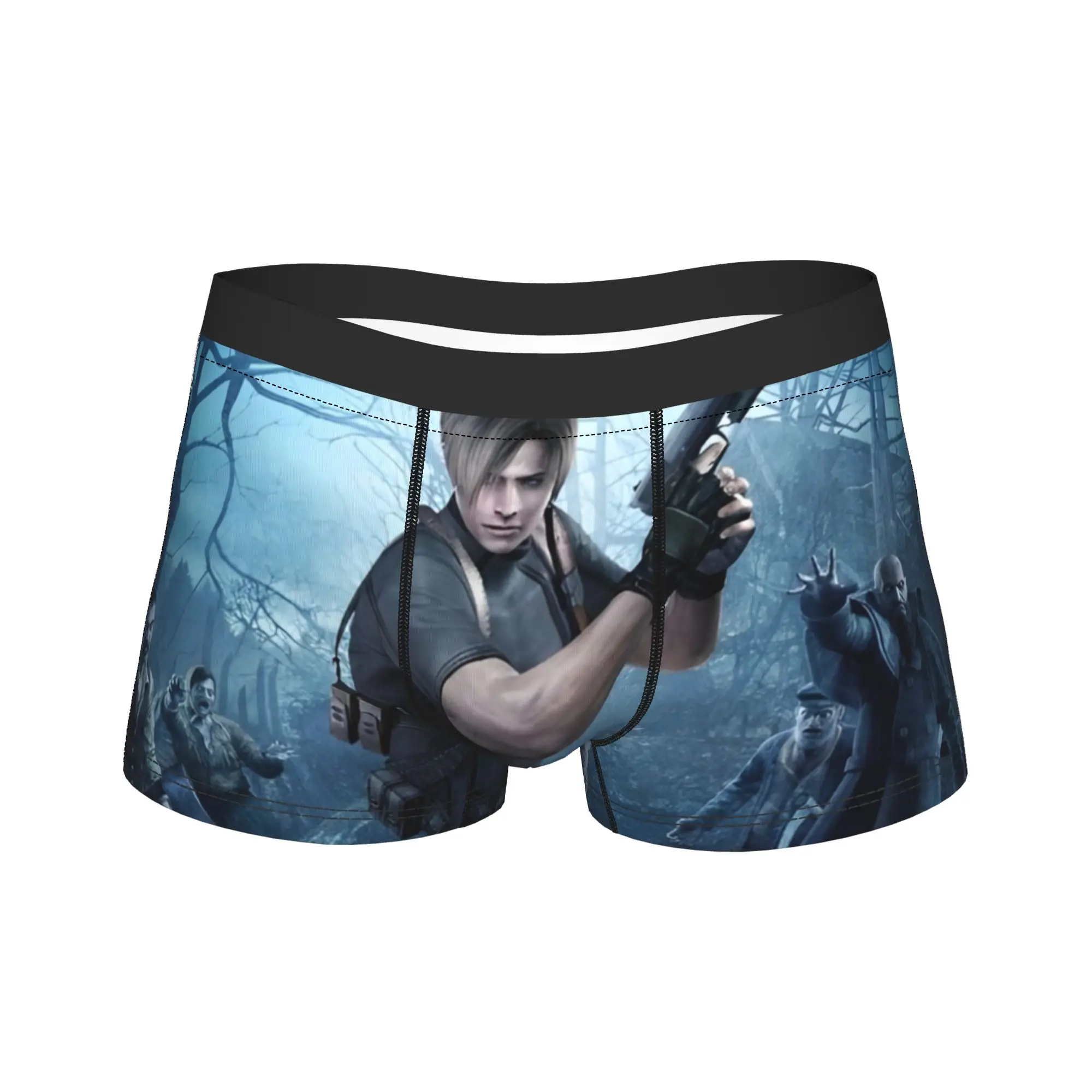 Men's Leon Kennedy Underwear Resident Eviled 4  Printed Boxer Briefs Shorts Panties Homme Polyester Underpants S-XXL
