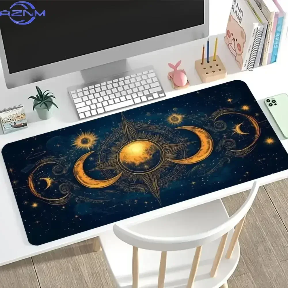 Non-Slip Rubber Large Gaming Mouse Pad, Celestial Moon Phase HD Print Desk Mat, Keyboard Pad for Laptop PC Office Gamer Accessor