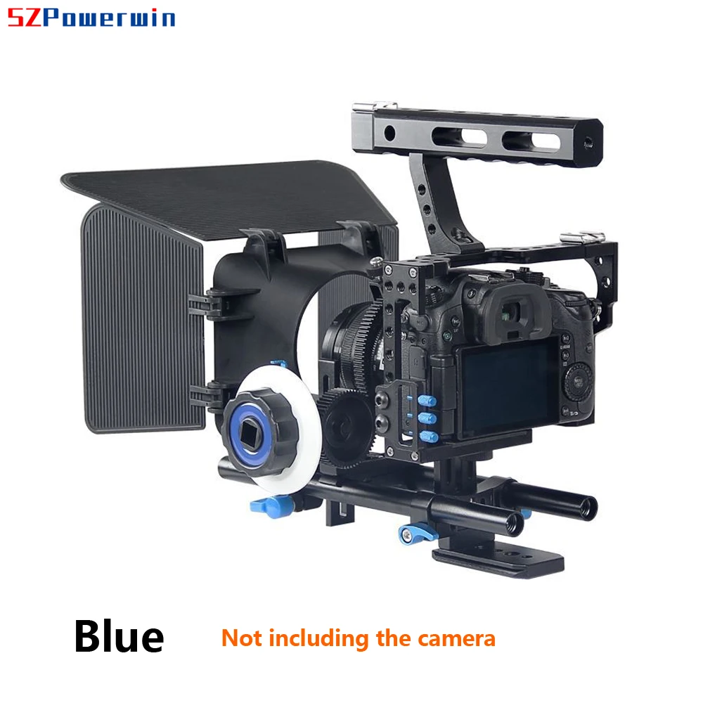 Powerwin C500 Photo Studio Rig Kit for GH4 A7S A7 A7R A7RII A7SII DSLR Camera with Slider Stabilizer Follow Focus Cage and Barn