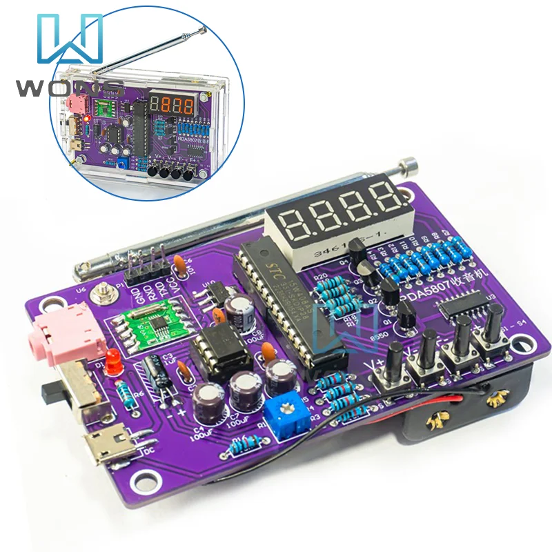 Kit de Rádio Digital fm Eletrônico Faça Você Mesmo Peças 87108mhz Módulo Receptor de Rádio Circuitos Peças Kits Hu017a Rda5807s