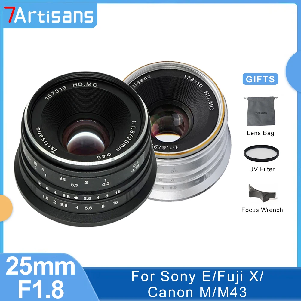 

7 Artisans 7artisans 25mm F1.8 APS-C Prime Manual Focus Humanistic Portrait Lens for Sony E Canon EOS M Micro 4/3 Fuji FX