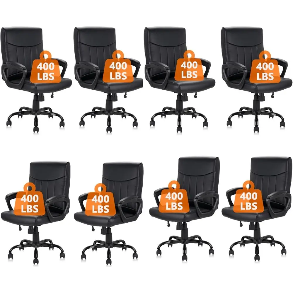 

Ergonomic Leather Office Chair with Lumbar Support and Padded Armrests, Swivel Adjustable for Home Computer Desk 8-Pack