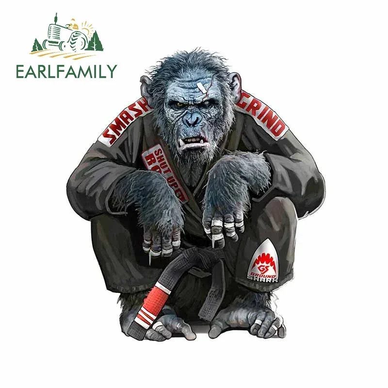 EARLFAMILY 13cm x 11,3 cm para el arte suave de Jiu Jitsu Chimp pegatinas de vinilo para coche SUV calcomanía de ventana fina decoración de