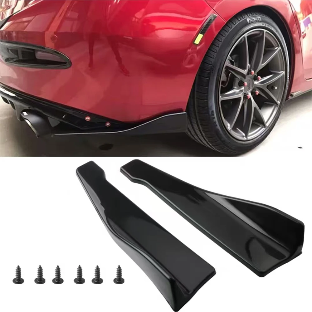 

Car Rear Bumper Lip Trim Protector Car Side Skirt Cover Car Corner Bumper Guards Auto Carbon Fiber Glossy Black Protection Trims