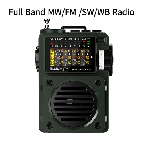 HRD-700 banda completa MW/FM /SW/WB Radio reproductor de música Multimedia portátil recibir señal recargable soporte Bluetooth TF