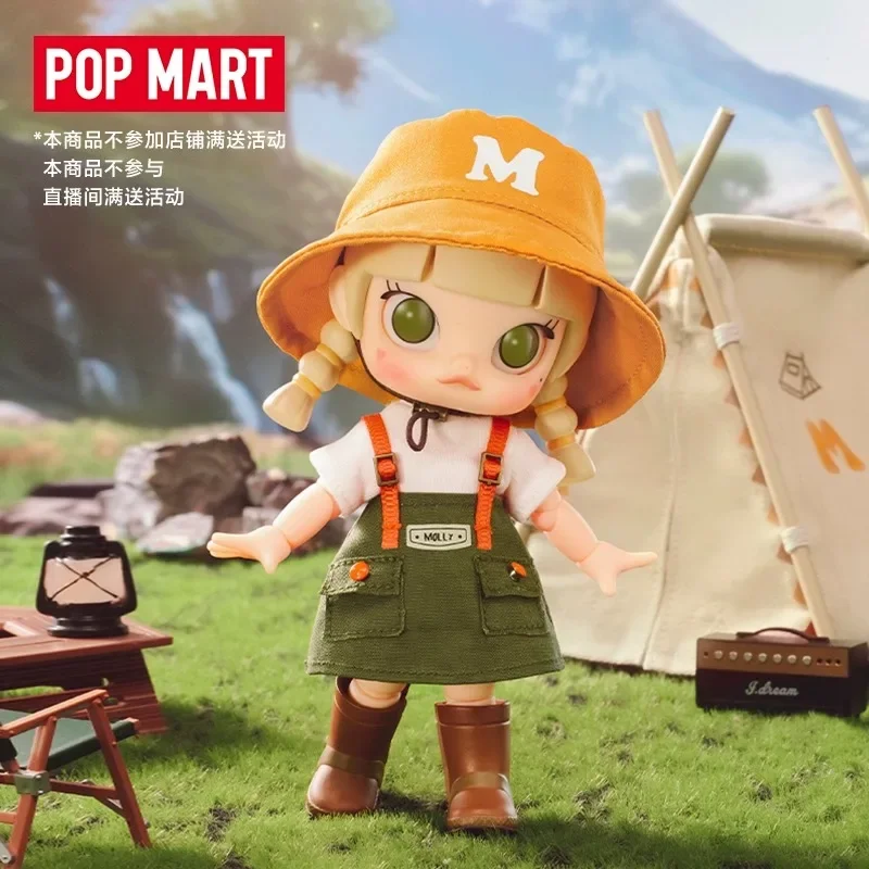 

Pop Mart Molly Go Camping 13cm Kawaii Desk Decore Ornaments Action Anime Figures Toys and Hobbies Cute Model Kids Birthday Gifts