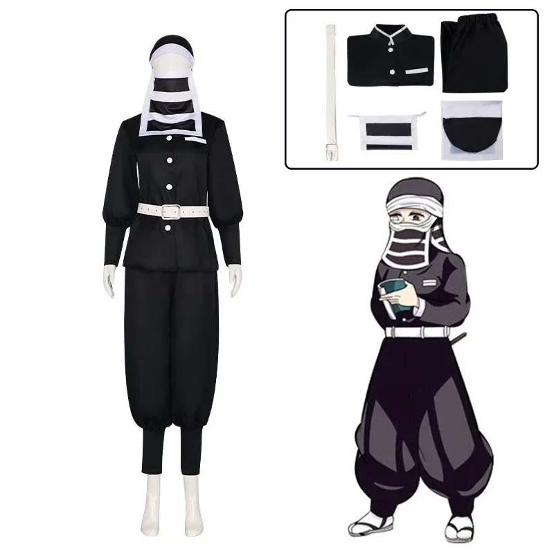 

Demon Slayer Goto Cosplay Costume Swordsmith Village Arc Black Outfits Face Mask Cover Anime Kimetsu No Yaiba Halloween Outfit