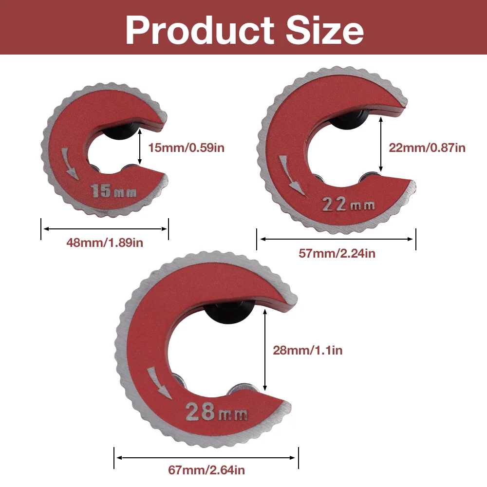 Professional Mini Pipe Cutter Tool, Round Self-Locking Tube Cutter for Copper/Aluminum/PVC Pipe, 3 Sizes, for Plumbing & Repair view 2