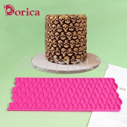 3D Halloween Skull Cake Border Lace Mat DIY Sugarcraft Fondant Chocolate Origami Silicone Moulds Festive Cake Decorating Tools