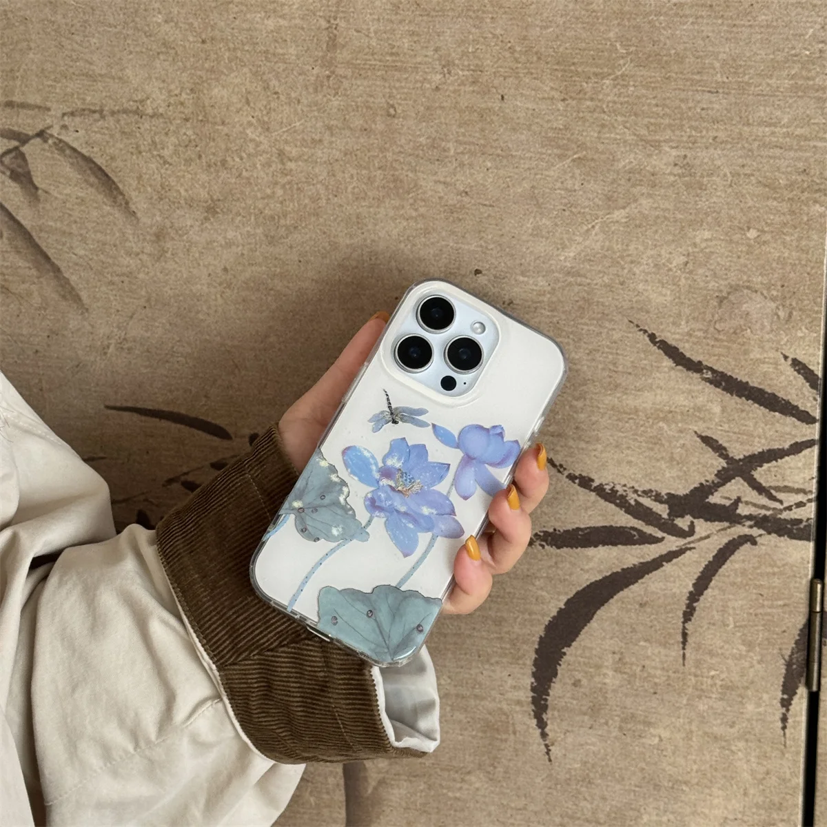 

New fashionable Chinese-style blue lotus Phone Case For iPhone 16 15 14 13 Pro Max fundas iphone 15 case Protective cover