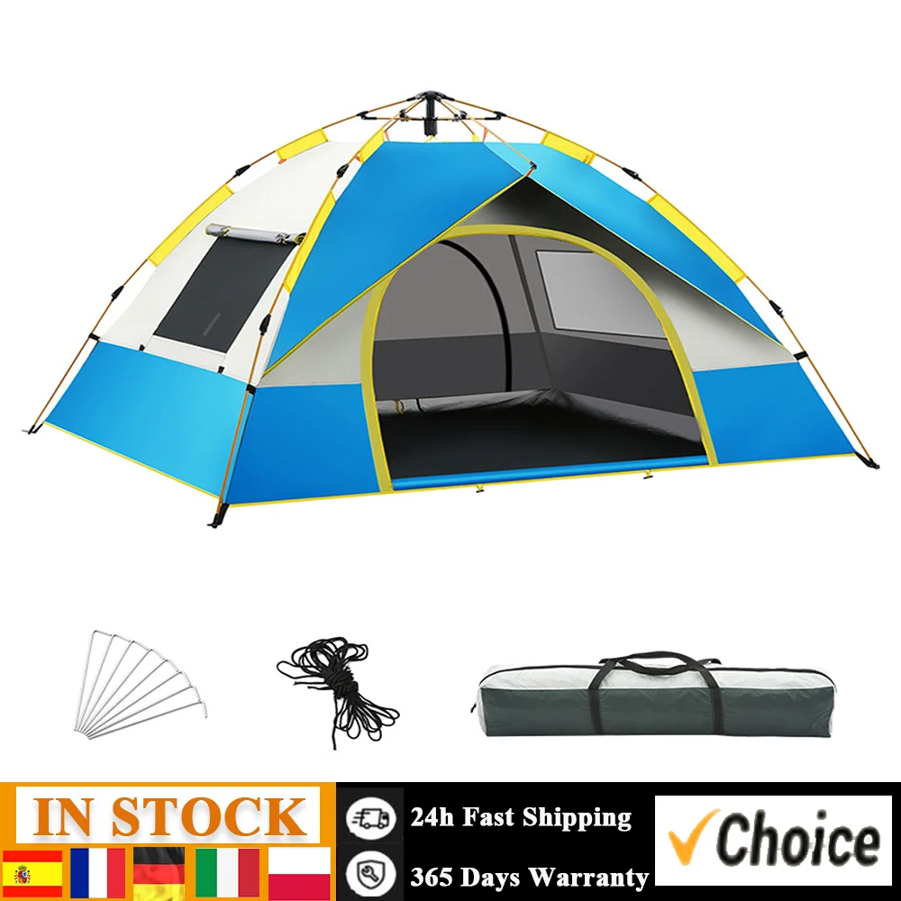 3-4 Person Camping Dome Tent Pop Up Tent Outdoor Tent Windproof & Rainproof Ultraviolet Protecting Shelter Camping Equipment