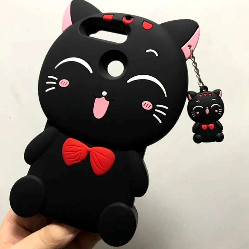 3D Silicone Case For Huawei Honor 8X 7C Pro Prime Y7 2018 Nova3 Nova3i Case Cute Cartoon Lucky Cat Soft Phone Back Cover