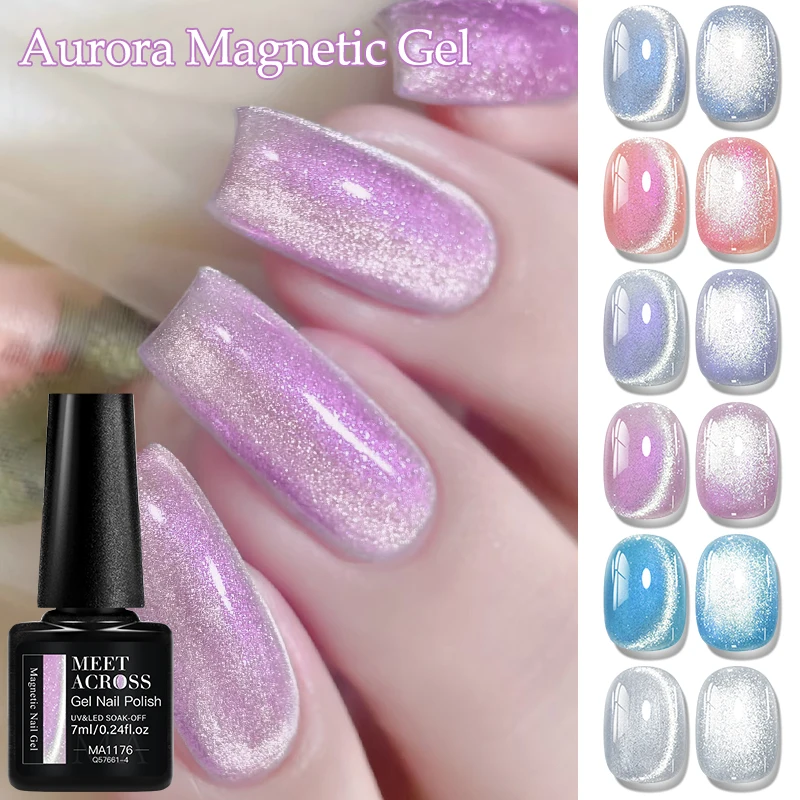 Auroras Glitter Cat Magnetic Gel Nail Polish Laser Glass Beads Magnetic Semi Permanent Soak Off UV Gel Varnish Nail Supplies DIY