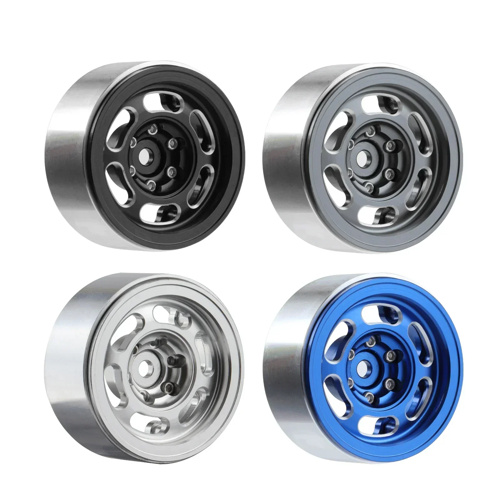 

4PCS CNC Aluminum 1.3 Inch Beadlock Wheel Rim Hub Heavy Duty Upgrade Parts for 1/18 1/24 TRX4M Axial SCX24 FMS FCX24 RC Crawler